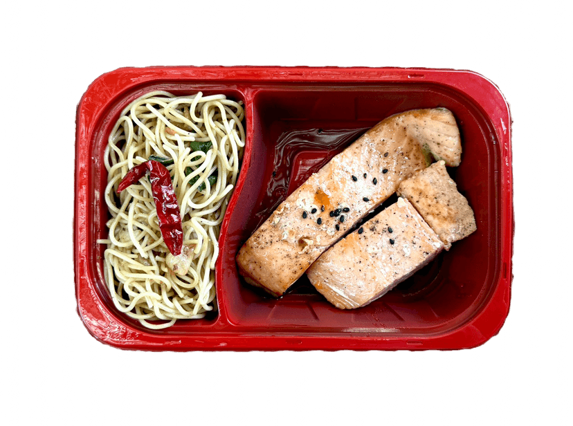 Grilled Salmon With Spaghetti